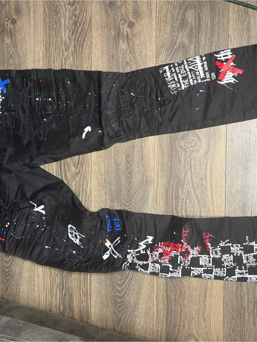 Black Graphic Paint-Splatter Men's Jeans